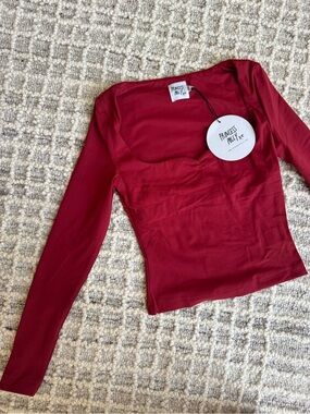 Princess Polly Burgundy Square Neck Long Sleeve Top